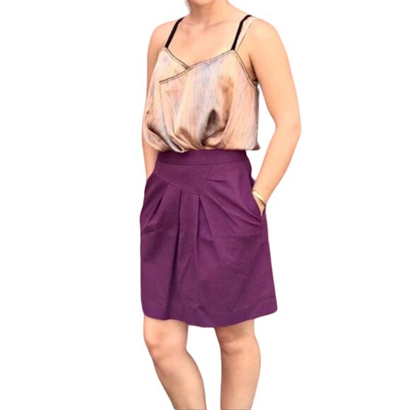 ANTHROPOLOGIE TABITHA Runny Yoke Pleated Asymmetrical Skirt Pockets SZ 4 Boho - Picture 1 of 8